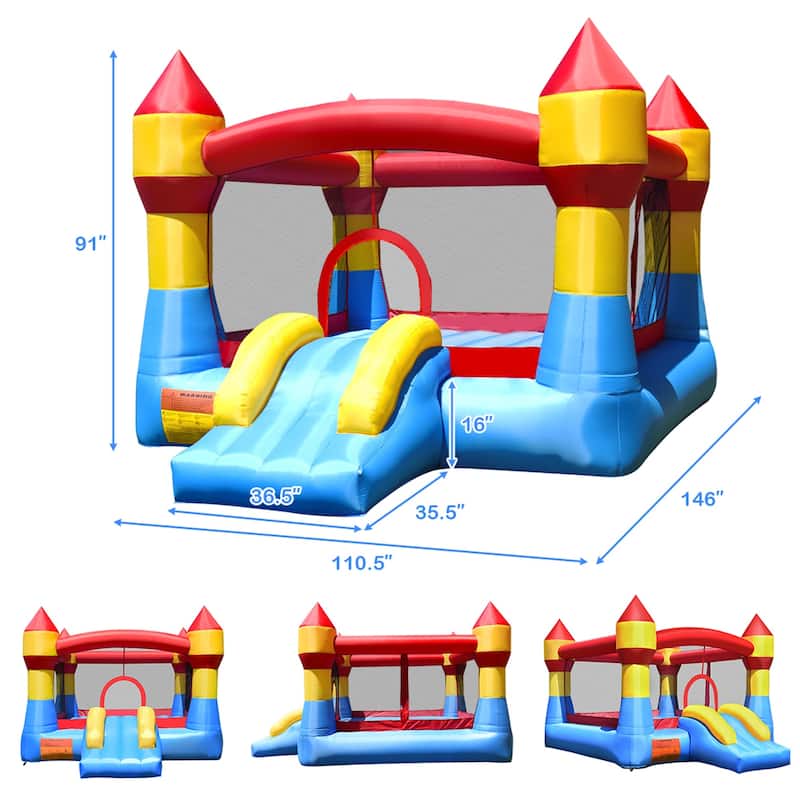 Costway 3-in-1 Kids Bouncer with Slide Large Jumping Area & Basketball
