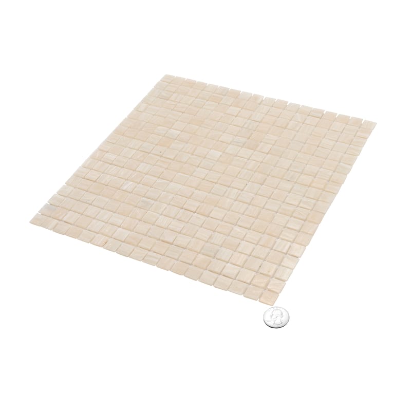 Apollo tile 12" x 12" Skosh Glossy Bisque Beige Glass Tile (18.69 sq ft/case) - 20 Pack