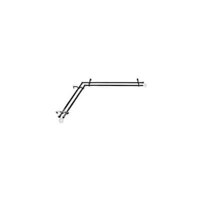 Corner Window Curtain Rod Double, Adjustable Black Rod 28-48 inch, Decorative Curtain Rods - M