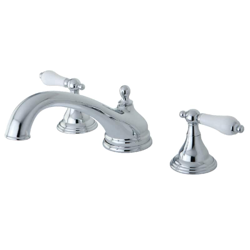 Kingston Brass Vintage Deck Mounted Roman Tub Filler with Lever - Polished Chrome