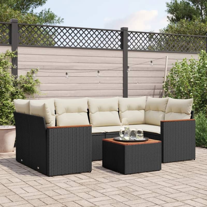 vidaXL Garden Sofa Set Black - 21.7 x 21.7 x 14.6 in
