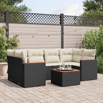 vidaXL Garden Sofa Set Black - 21.7 x 21.7 x 14.6 in