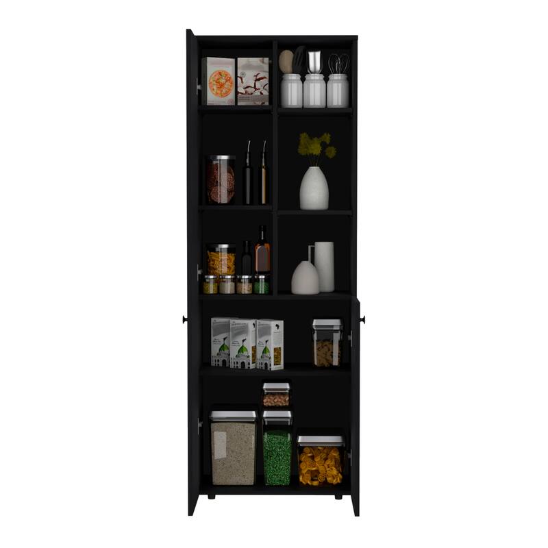 Konik 67-Inch High Storage Cabinet Kitchen Pantry With Three Doors and Three Exterior Shelves