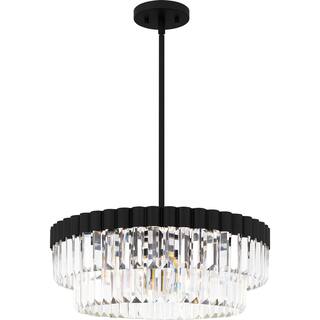 Matte Black Four Light Pendant from the Quoizel Pendant Collection