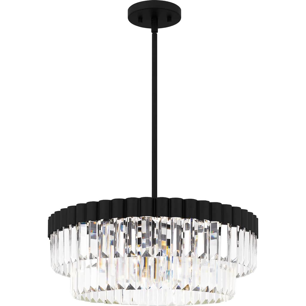 Matte Black Four Light Pendant from the Quoizel Pendant Collection