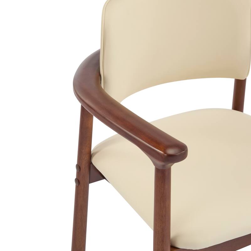 Dining Chairs Set of 2, Modern Kitchen & Dining Room Chairs, PU Upholstered Armchairs with Rubber Wood Frame
