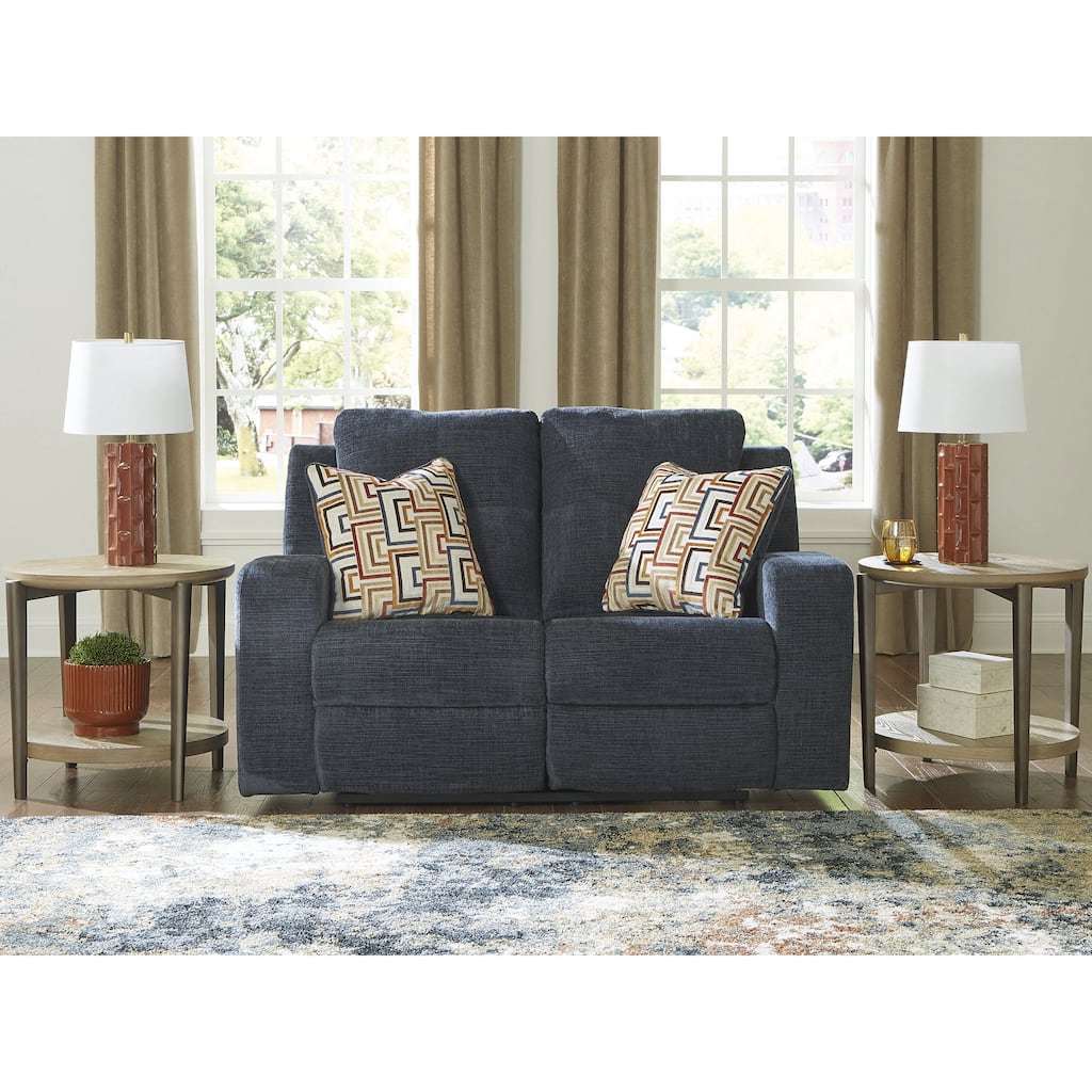 Signature Design by Ashley Danum Blue Reclining Loveseat - 64" W x 40" D x 41" H