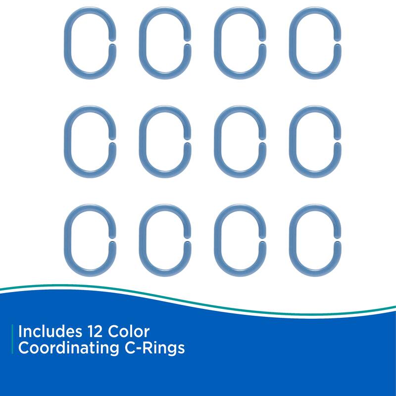 Kenney Lightweight PEVA Shower Curtain Liner and C-Ring Set, 70" W x 72" H