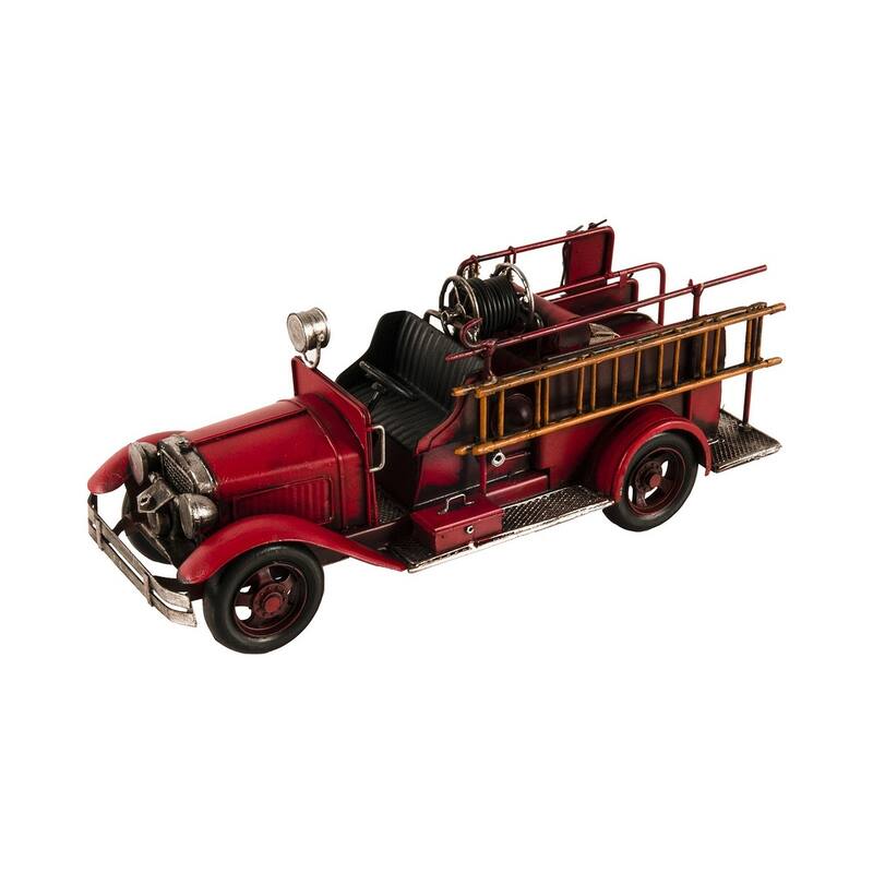 HomeRoots 6" Red Metal Hand Painted Model Car Tabletop Sculpture - 15' X '6' X '5.5