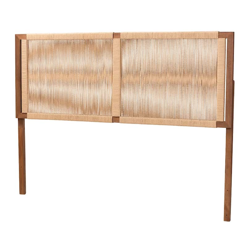 Holitz Natural Rope Woven Headboard - Mountable Bed Backboard with Bayur Wood Frame, Modern Boho Accent for Bedroom Decor - Brown - Queen