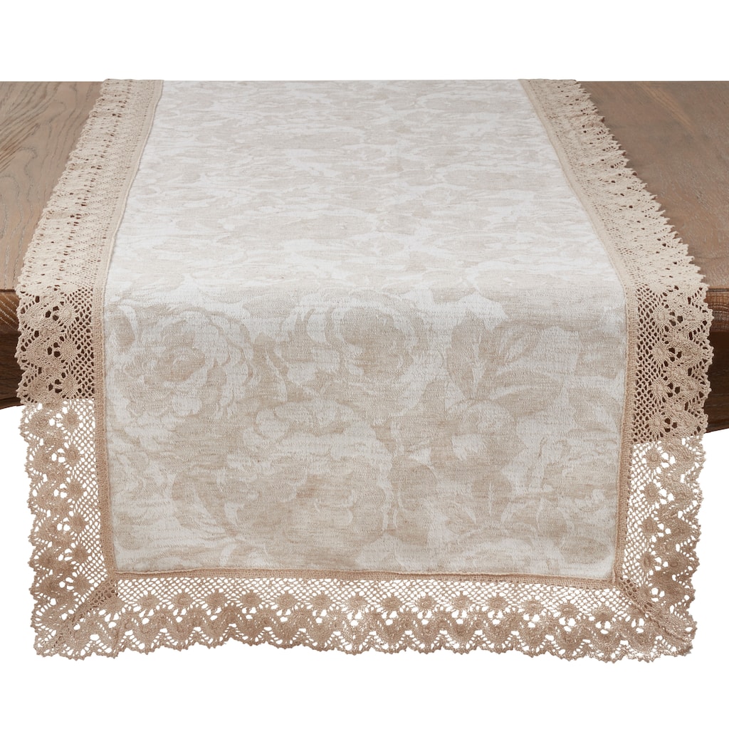 Lace Trim Jacquard Table Runner