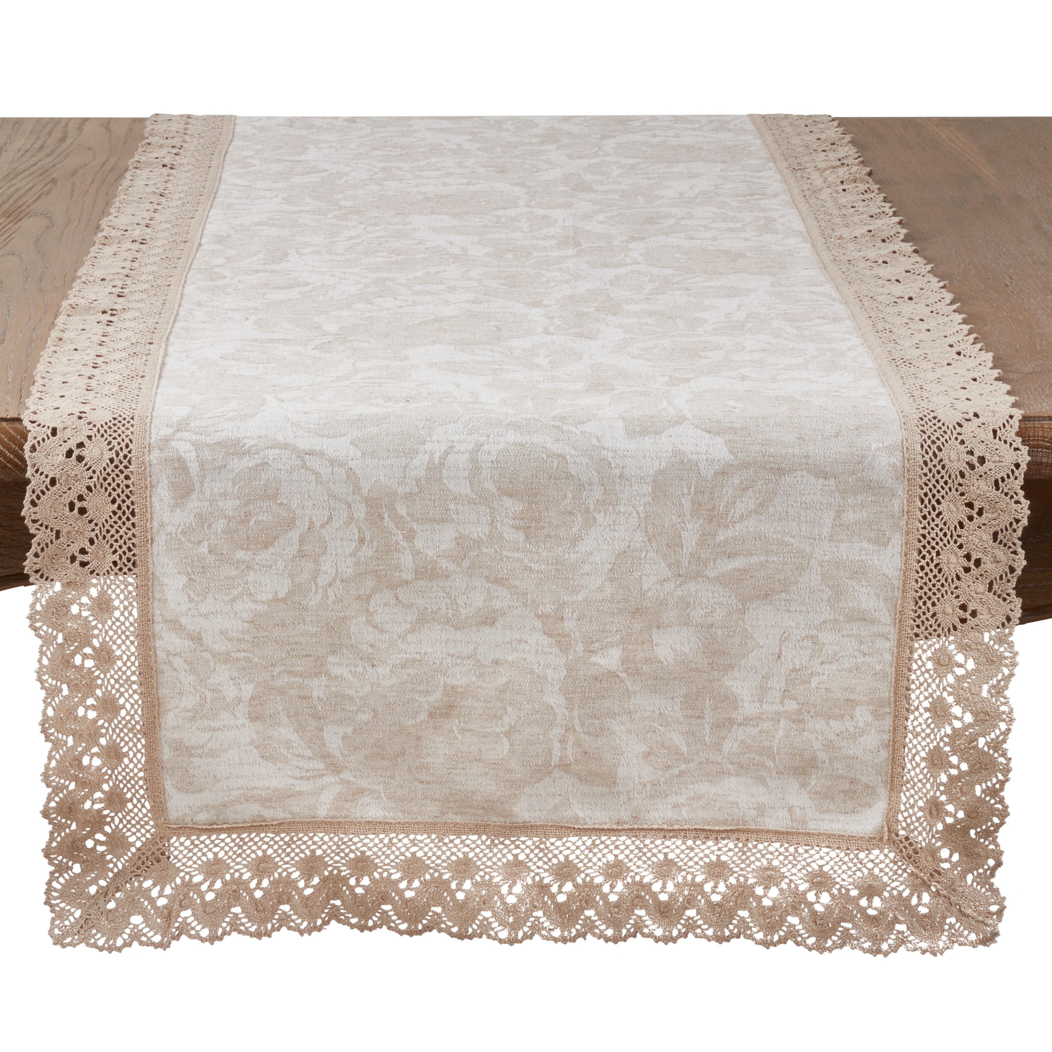 Lace Trim Jacquard Table Runner