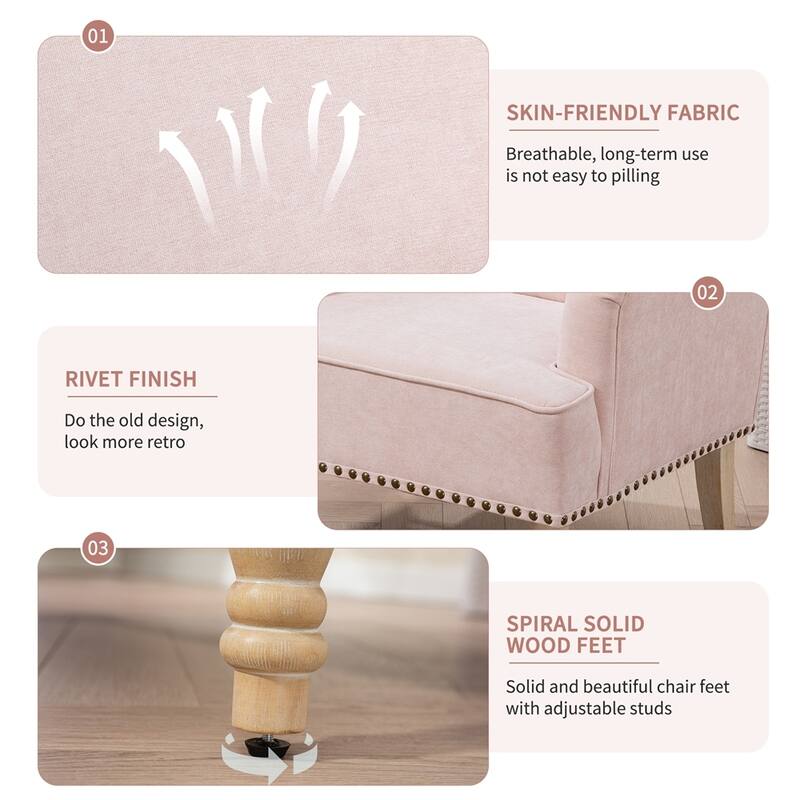 Modern Accent Chair with Retro Wooden Legs & Nailhead Trim