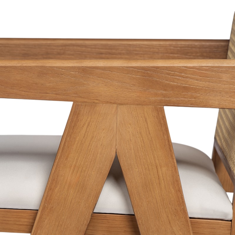 27" Height, Cream Woven Cane Plastic Backrest Bar Stool - Foam-Padded Fabric Seat & Durable Rubber wood Frame