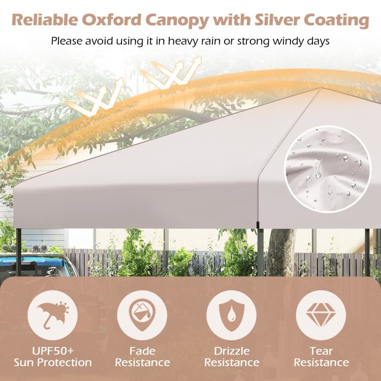 Oxford Fabric Metal Pop Up Canopy Tent with Bag and Adjustable Height