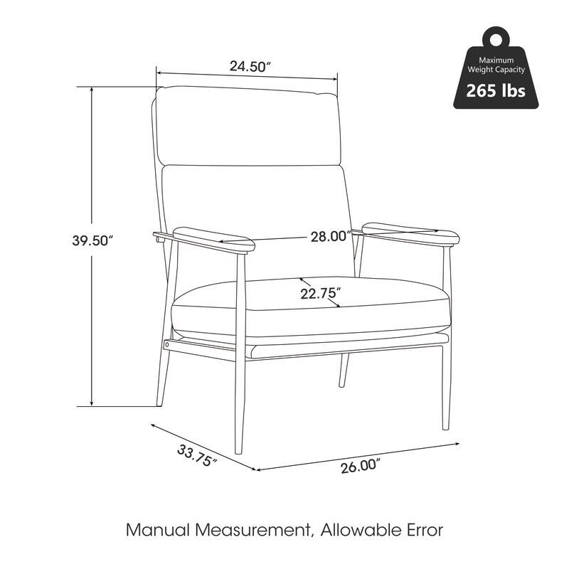 Glitzhome Set of 2 33.75"W Leatherette Armchairs With High Back and Padded Arms - 33.75" W x 39.5" H x 28" D