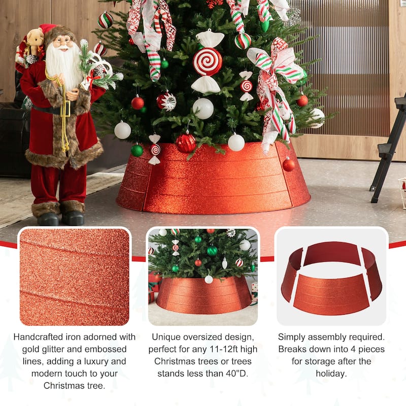 Glitzhome Luxury Metal Gold Shining Glitter Christmas Tree Collars