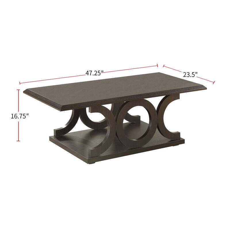 C-Shape Base Coffee Table in Cappuccino