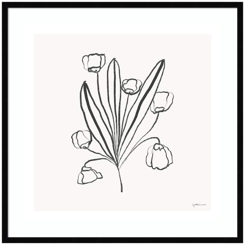 Kate and Laurel Floral Bouquet by Gabrielly Guedes Framed Wall Art Print - 33x33 - Black