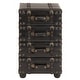 preview thumbnail 12 of 15, Black Faux Leather Vintage 4 Drawer Room Chest with Buckle Straps and Gold Stud Details