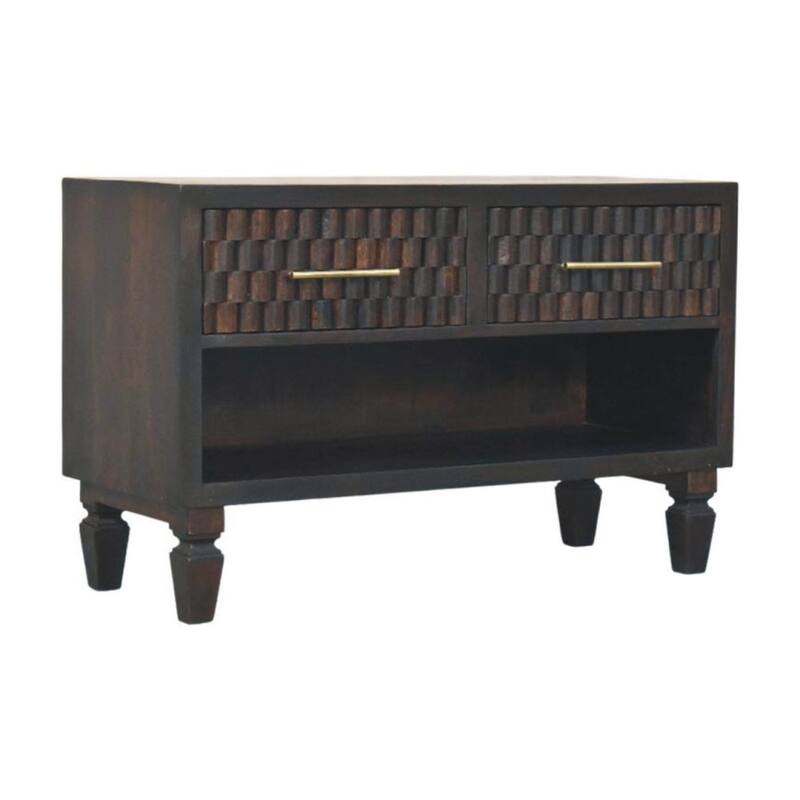 Artisan Furniture Solid Wood Arno Shoe Storage Unit, Mocha, 2-Drawers, 1-Shelf - N/A