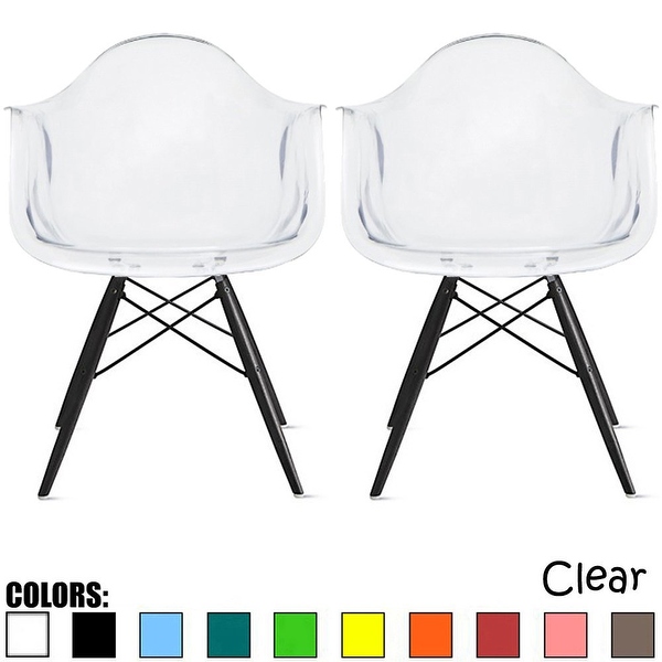 2xhome Set of 2 Clear Transparent Designer Acrylic Plastic Chair
