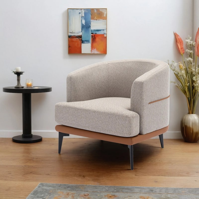 Modern Two-tone Barrel Fabric Chair,Upholstered Round Armchair,Accent Chair