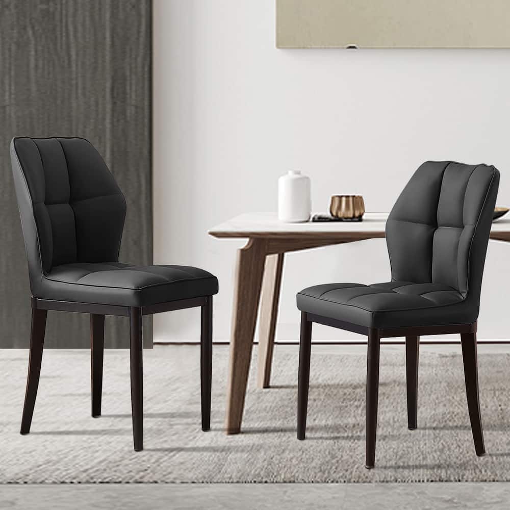 Checkered Faux Leather Upholstered Dining Chairs, Set of 2/4 - 33.7"H x 17.4"W x 17.4"D