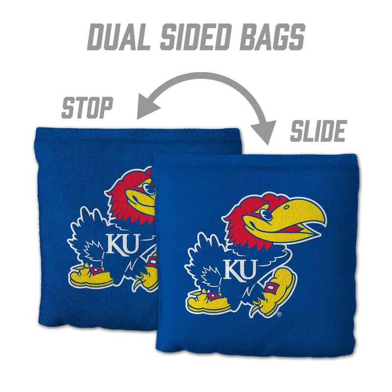 Kansas Jayhawks NCAA Dual Sided Pro Stop & Slide Cornhole Bags