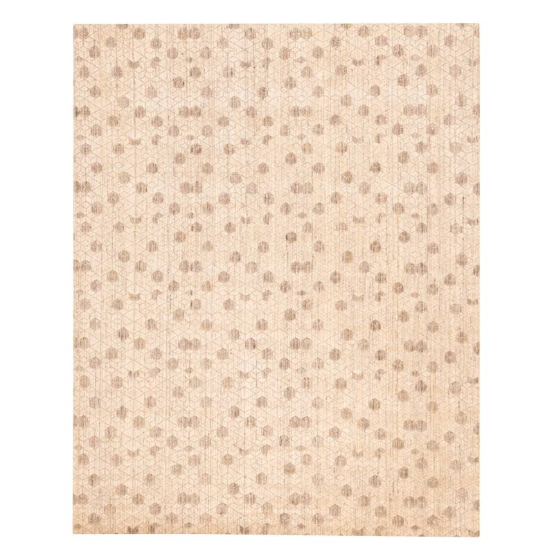 ECARPETGALLERY Hand Loomed Elysian Beige Wool Rug - 7'11 x 10'1