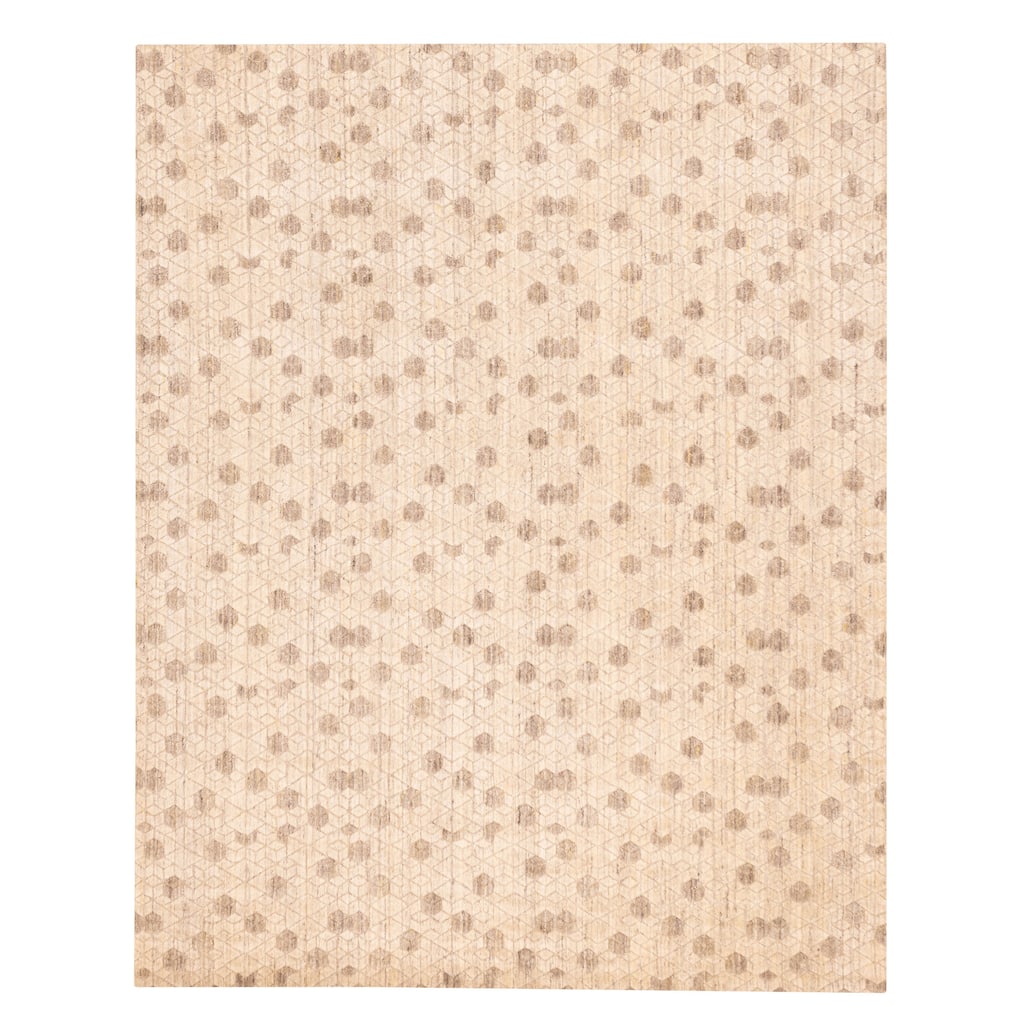 ECARPETGALLERY Hand Loomed Elysian Beige Wool Rug - 7'11 x 10'1