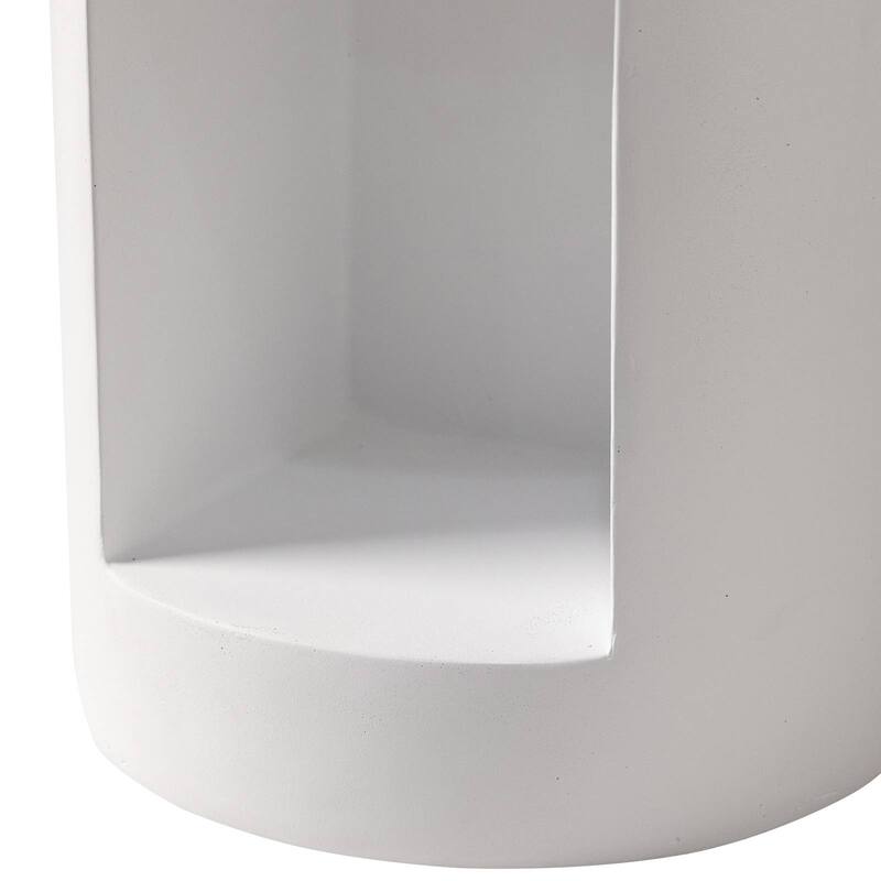 Nook 14" Wide Round Side Table in Fiberstone with Open Storage Compartment