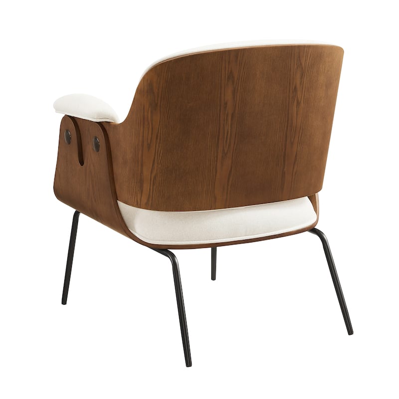 Art Leon Mid-Century Modern Fabric and Wood Accent Arm Chair