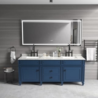 84 x 32 inch Bathroom Vanity Mirror Wall Mounted Anti-Fog Dimmable ...
