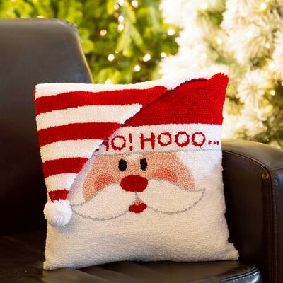 Glitzhome 14"L Hooked 3D Christmas Pillow