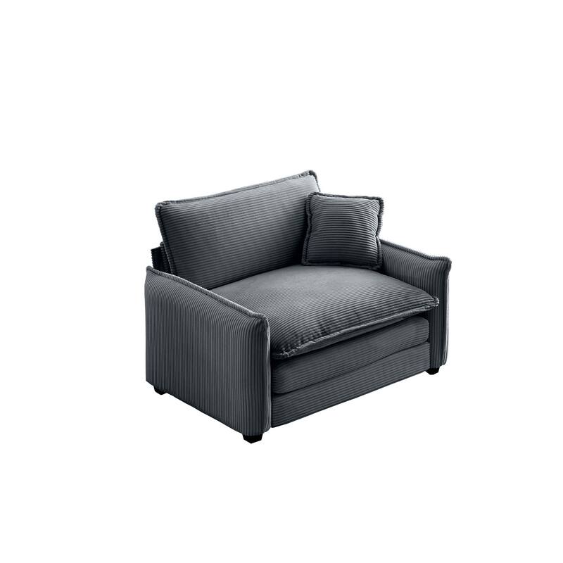 Livingroom Corduroy Single Deep Seat Sofa Chair with Pillow
