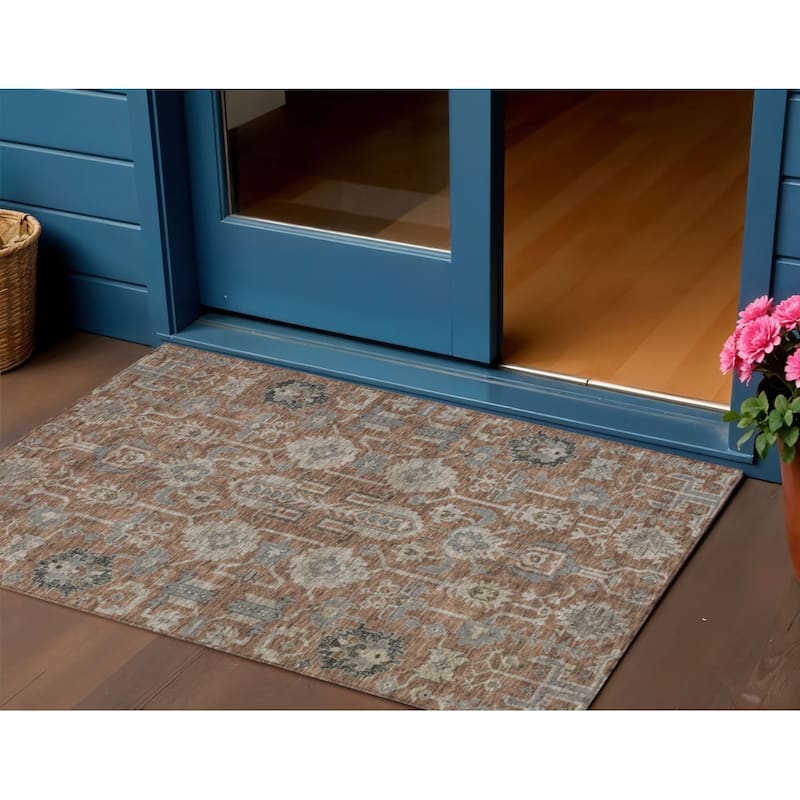 HomeRoots Oriental Traditional Rectangle Outdoor Rug - 3' x 5'