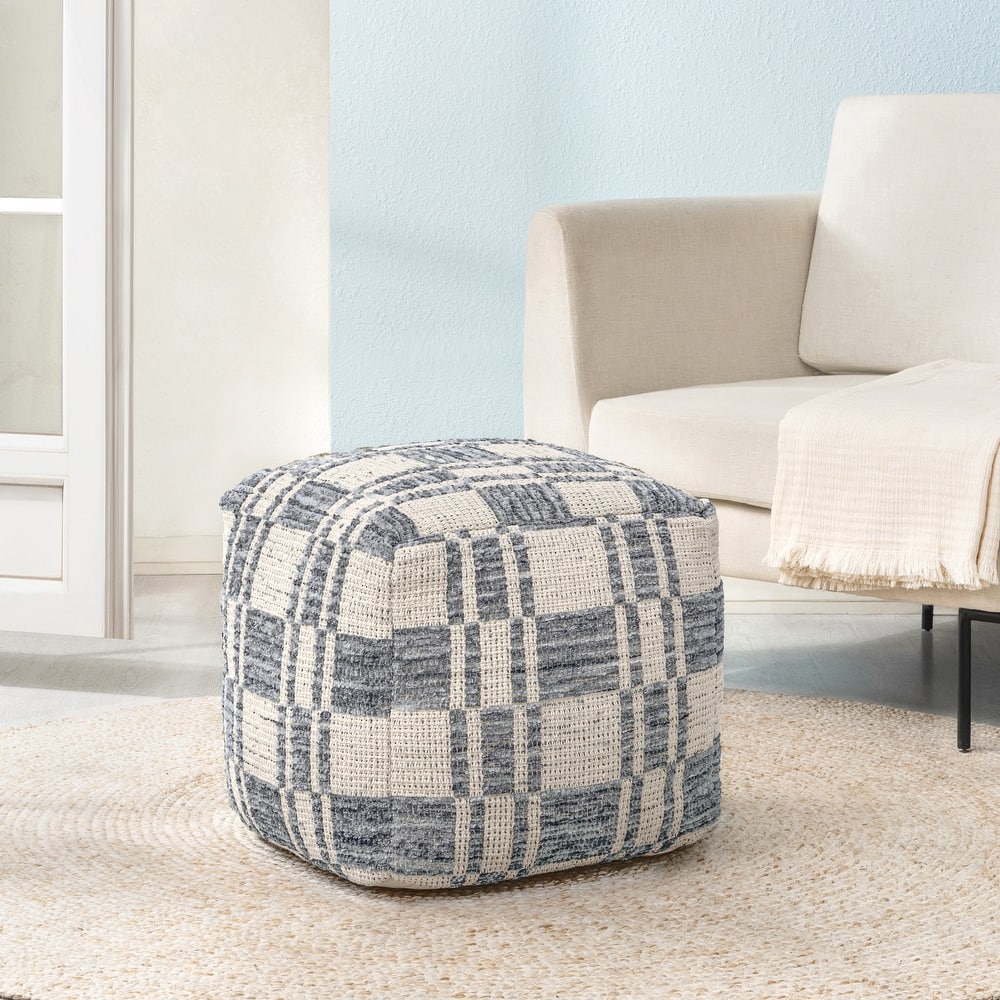 Jani 20-inch Ottoman Pouf - Handcrafted Handmade Ottoman for Seating, Footrest, Home Decor for Living Room, Bedroom