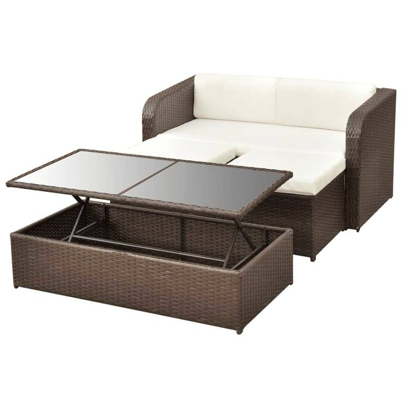 vidaXL Patio Furniture Set 4 Piece Patio Conversation Set with Table Rattan