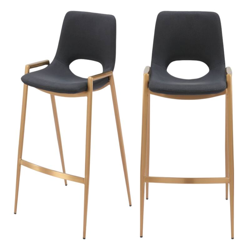 Set of 2 Faux Leather Low Back Chairs with Steel Frame and Footrest
