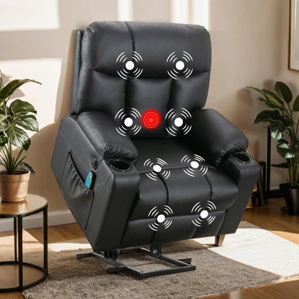 Faux Leather Power Lift Recliner Chair for Elderly People