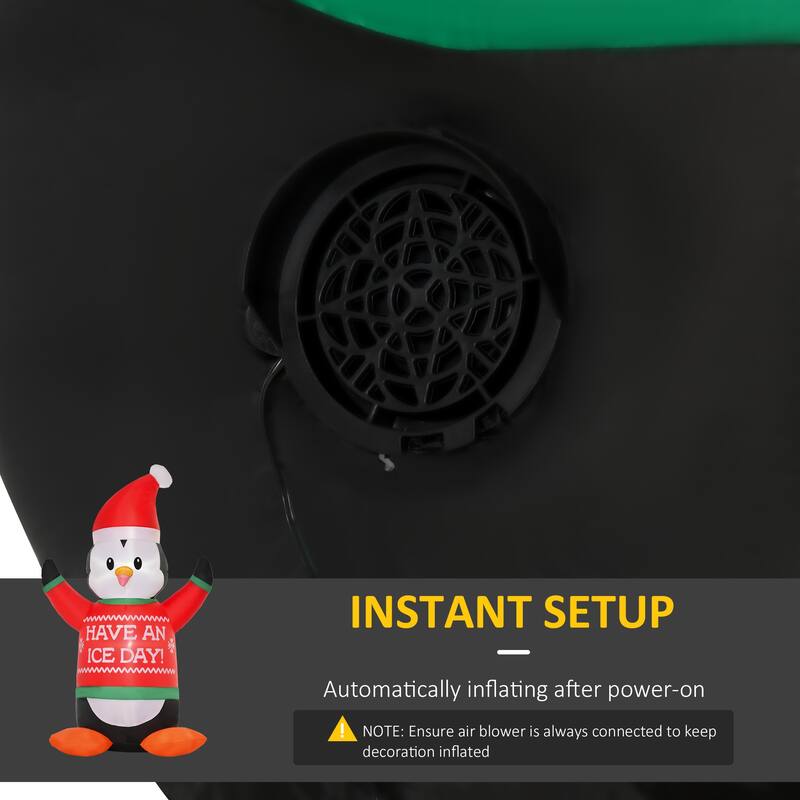 HOMCOM Penguin Christmas Decoration with Happy Message on Sweater, Cute Christmas Decoration