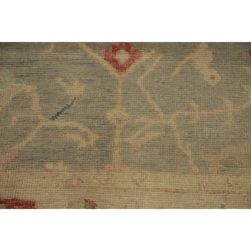 Hand Knotted Oriental 100% Wool Carpet Transitional Floral Green Oushak Area Rug - 6' 11'' X 4' 1''