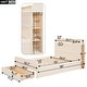 preview thumbnail 13 of 11, Full Cream Platform Bed with Side Storage Headboard & Drawers
