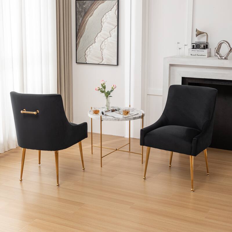 SEYNAR Velvet Upholstered Dining Chair Set of 2, Modern Glam Armless Side Chair