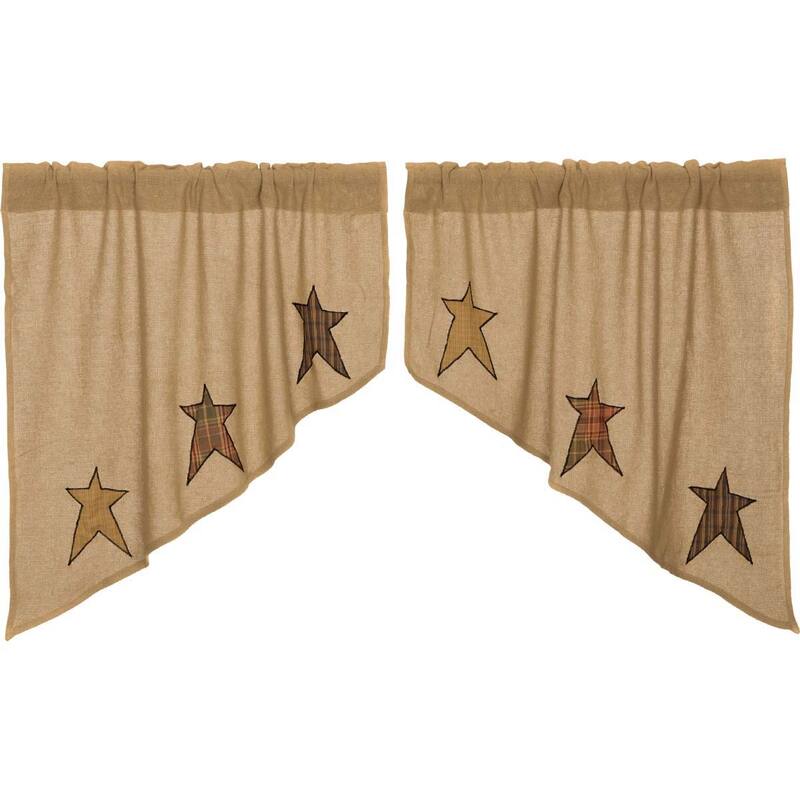 Stratton Burlap Applique Star Swag Set of 2 36x36x16 - Swag 36x36x16