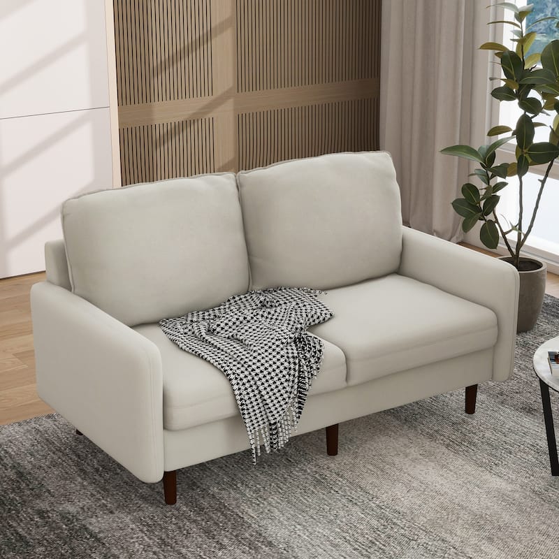 Modern Loveseat Velvet Wood Legs Sofa