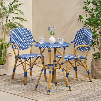 Paul Outdoor Aluminum and Wicker Outdoor French Cafe Set by Christopher Knight Home