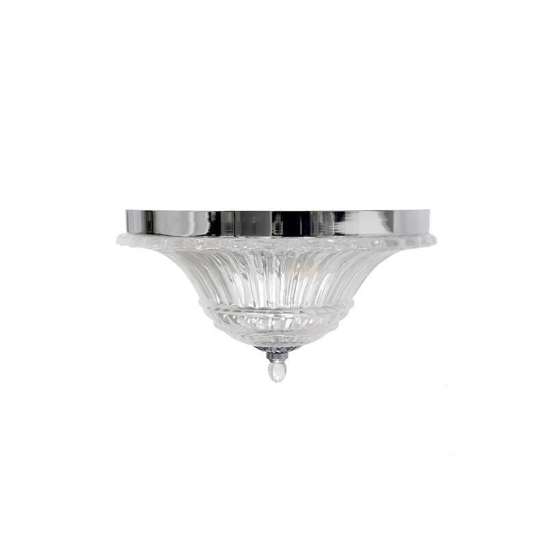 2 Light Flush Mount Ceiling Light - Chrome Glass Shade - Modern Interior Lighting - 14