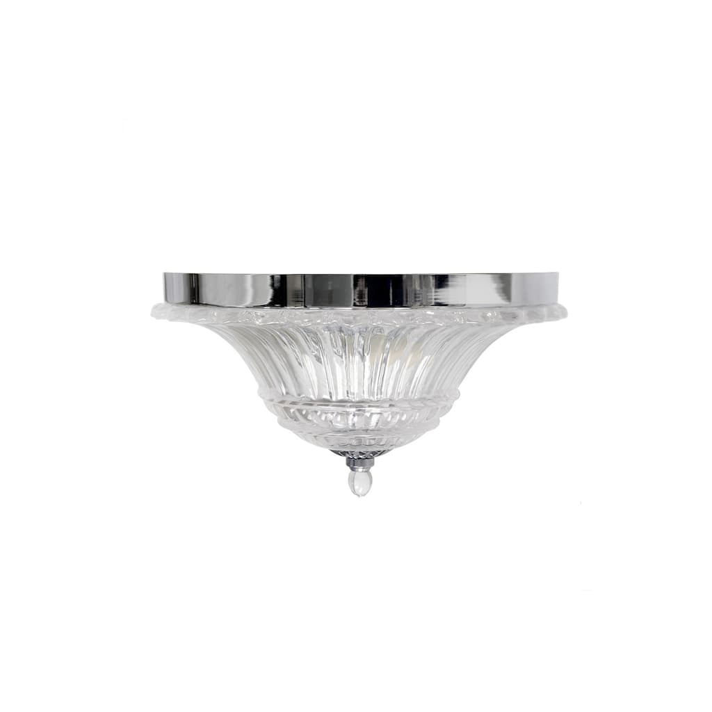 2 Light Flush Mount Ceiling Light - Chrome Glass Shade - Modern Interior Lighting - 14